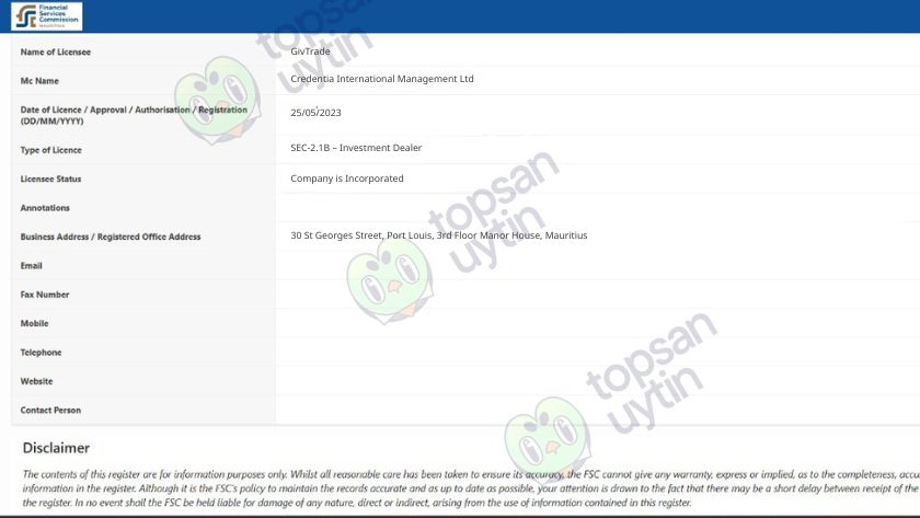 Giấy phép Givtrade được công bố tại FSC