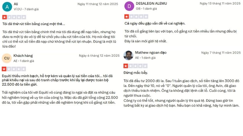 Nhiều trader tố cáo sàn Equiti thiếu minh bạch, khó rút tiền, hỗ trợ kém