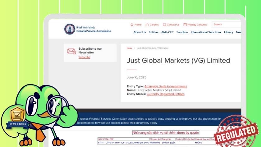 Thông tin giấy phép BVI FSC và FSCA của JutsMarket