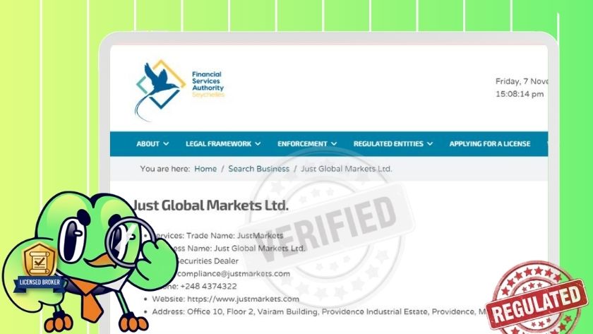 Thông tin giấy phép FSA Seychelles của JutsMarket