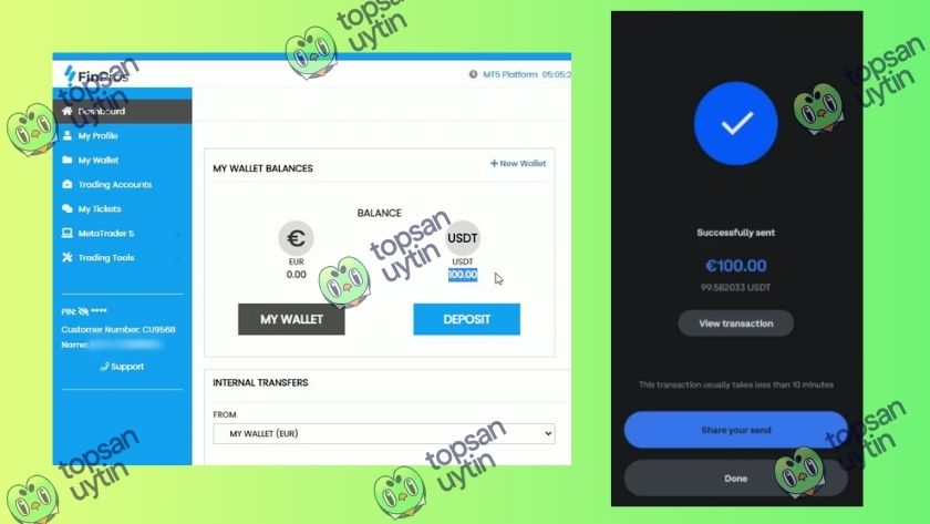 Top Sàn Uy Tín Team đã mở tài khoản và nạp tiền vào FinPros
