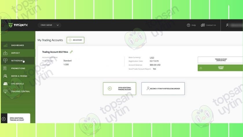 Top Sàn Uy Tín Team đã tạo tài khoản giao dịch tại TiTan FX