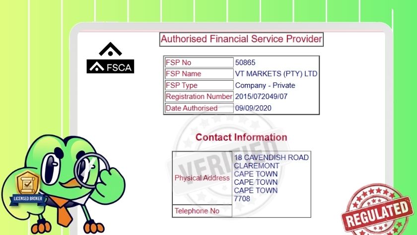 Top Sàn Uy Tín Team kiểm tra giấy phép FSCA của VT Markets