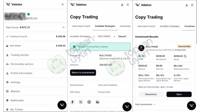 Top Sàn Uy Tín giao dịch Copy Trading của Valetax trên Mobile App