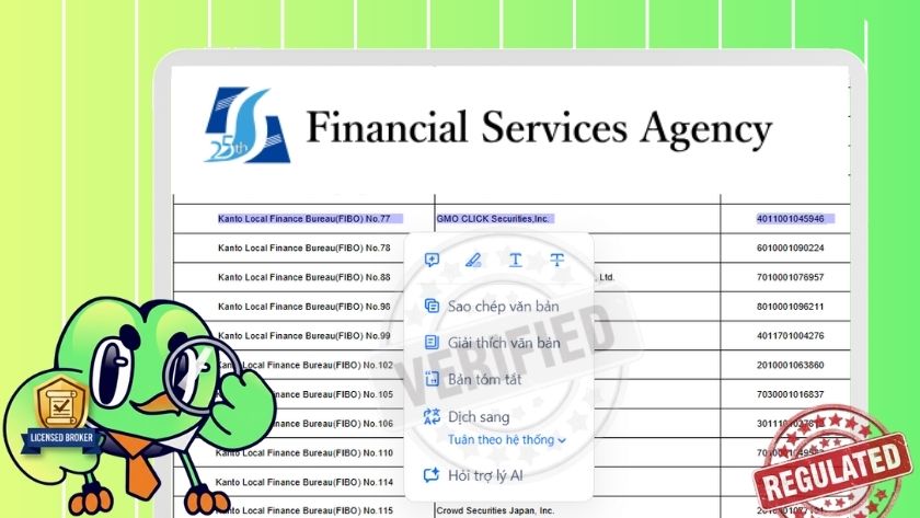 Giấy phép FSA Nhật Bản của Z.com Forex