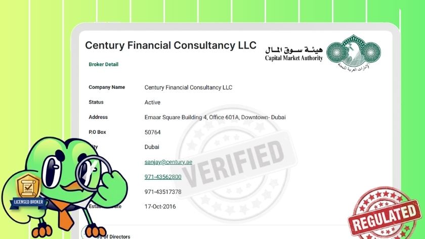 Giấy phép SCA của Century Financial