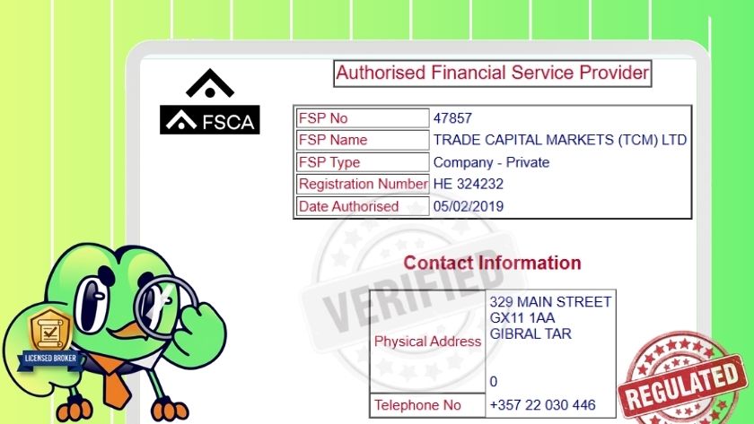 Thông tin giấy phép FSCA của Trade.com