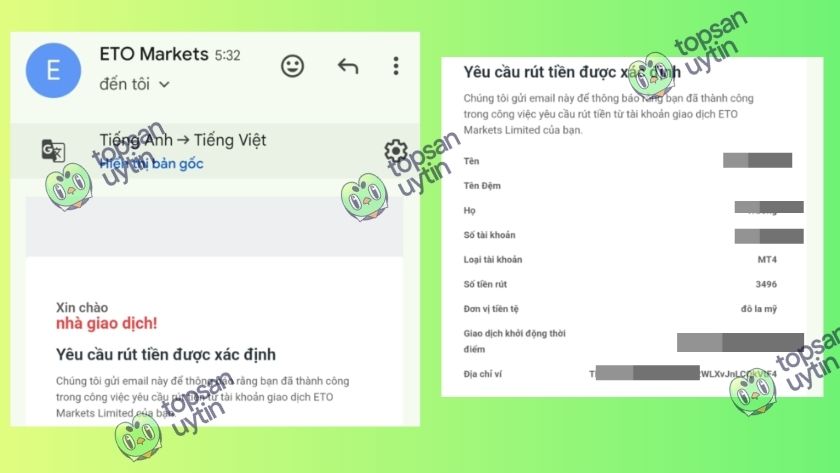 Top Sàn Uy Tín Team thực hiện rút tiền tại ETO Markets