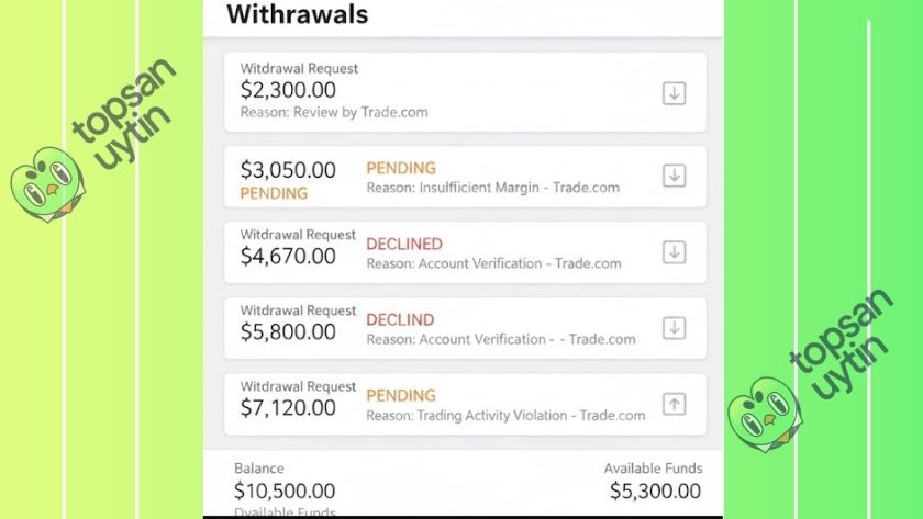 Trade.com liên tục tìm lý do khiến Team không thể rút tiền